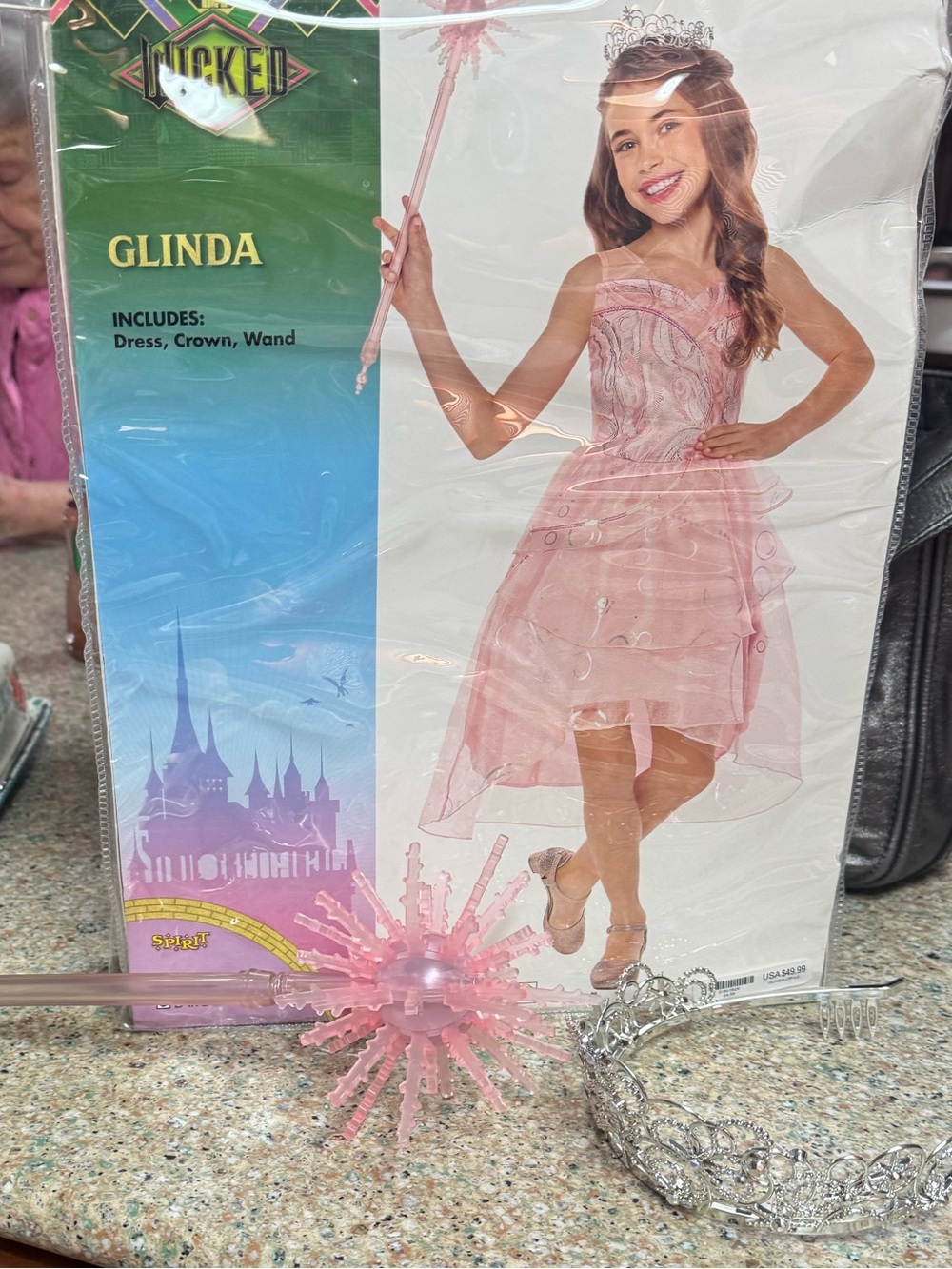 Spirit Glinda Costume Set in Pink Silver Tiara 12/14 inc leotard size 10 justice
